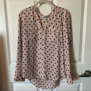 Pink polkadot blouse